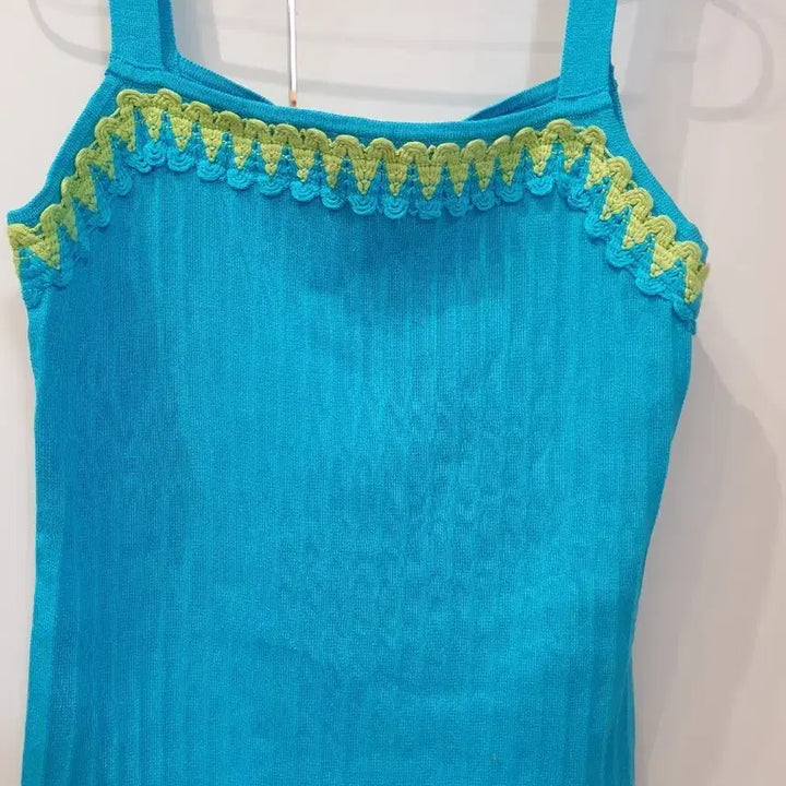 [BUNJANG] Mint Green Crochet Knit Tank Top / 민트색 크로셰 끈나시 니트