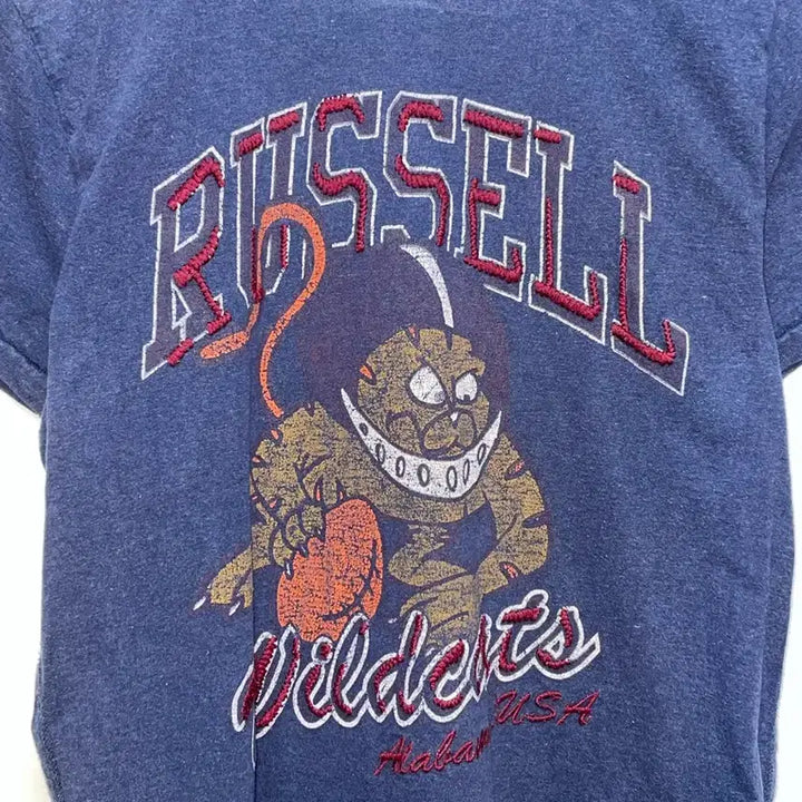 [BUNJANG] Russell Athletic Wildcats Navy Short Sleeve T-shirt / 러셀 와일드캣츠 반팔 티셔츠 네이비