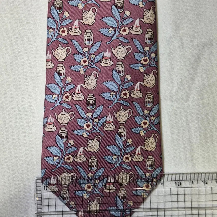 [BUNJANG] Hermès Pink Teapot Flower Silk Tie / 에르메스 핑크 티포트 플라워 실크 넥타이