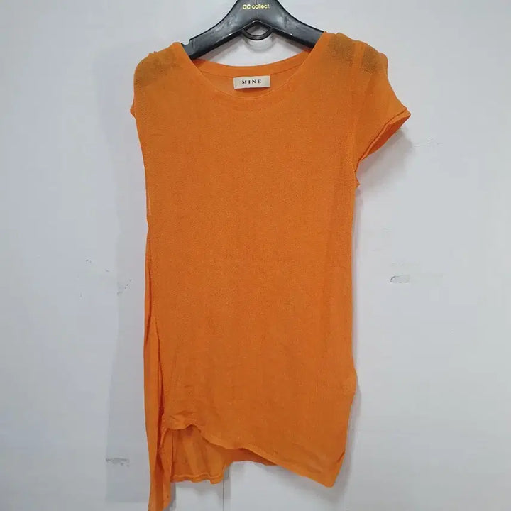 [BUNJANG] MINE Orange Linen Asymmetric T-shirt / MINE 마인 오렌지 린넨 언발티셔츠