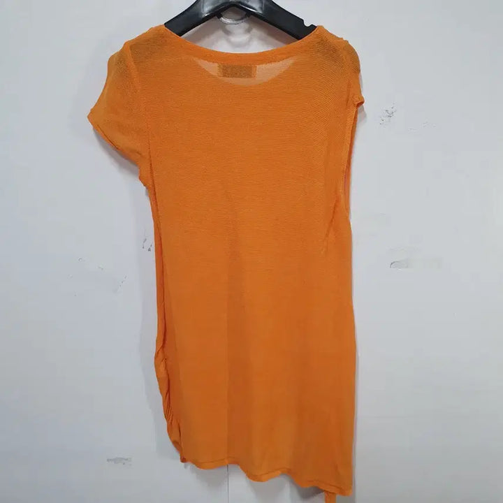[BUNJANG] MINE Orange Linen Asymmetric T-shirt / MINE 마인 오렌지 린넨 언발티셔츠