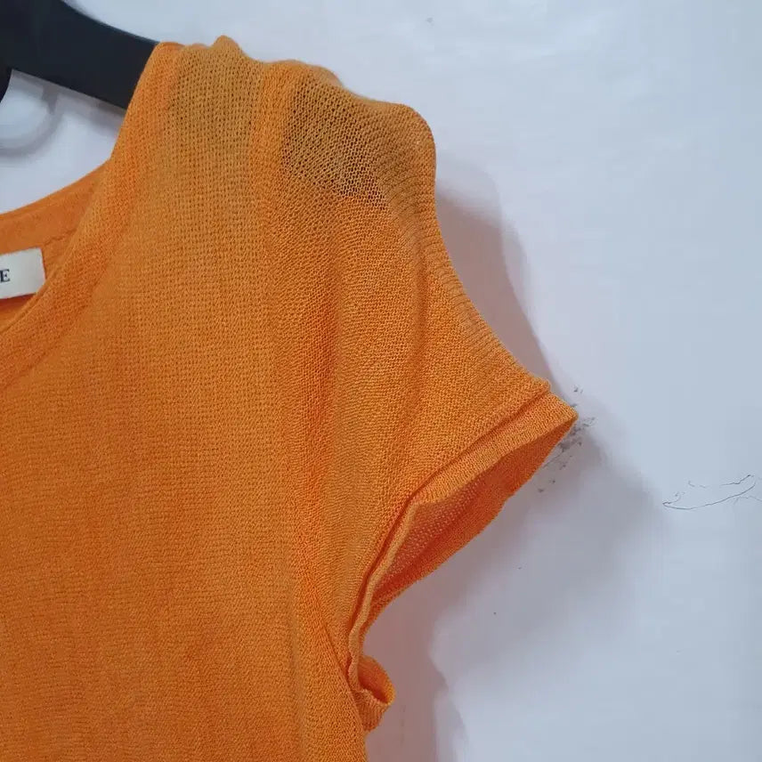 [BUNJANG] MINE Orange Linen Asymmetric T-shirt / MINE 마인 오렌지 린넨 언발티셔츠