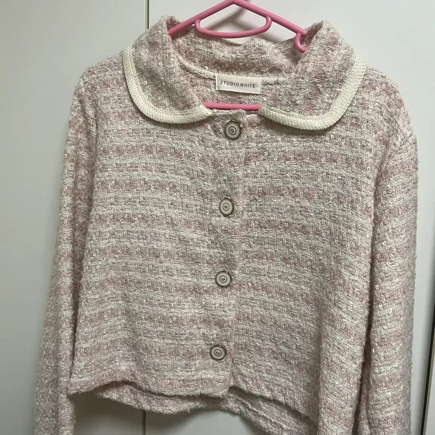[BUNJANG] STUDIO WHITE Tweed Jacket Pink / STUDIO WHITE 트위드 자켓 핑크