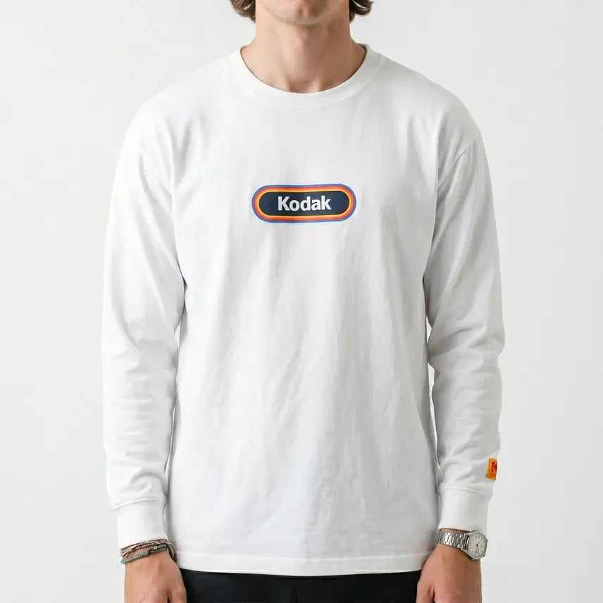 [BUNJANG] Kodak Rainbow Long Sleeve T-Shirt White XL / 코닥 정품 레인보우 긴팔 티셔츠 화이트 105(XL) 오버핏