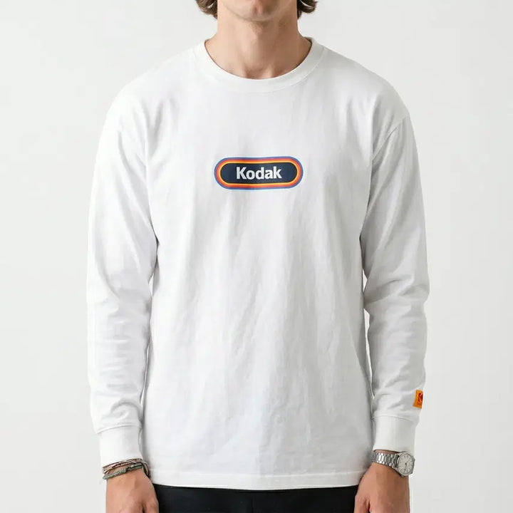[BUNJANG] Kodak Rainbow Long Sleeve T-Shirt White XL / 코닥 정품 레인보우 긴팔 티셔츠 화이트 105(XL) 오버핏