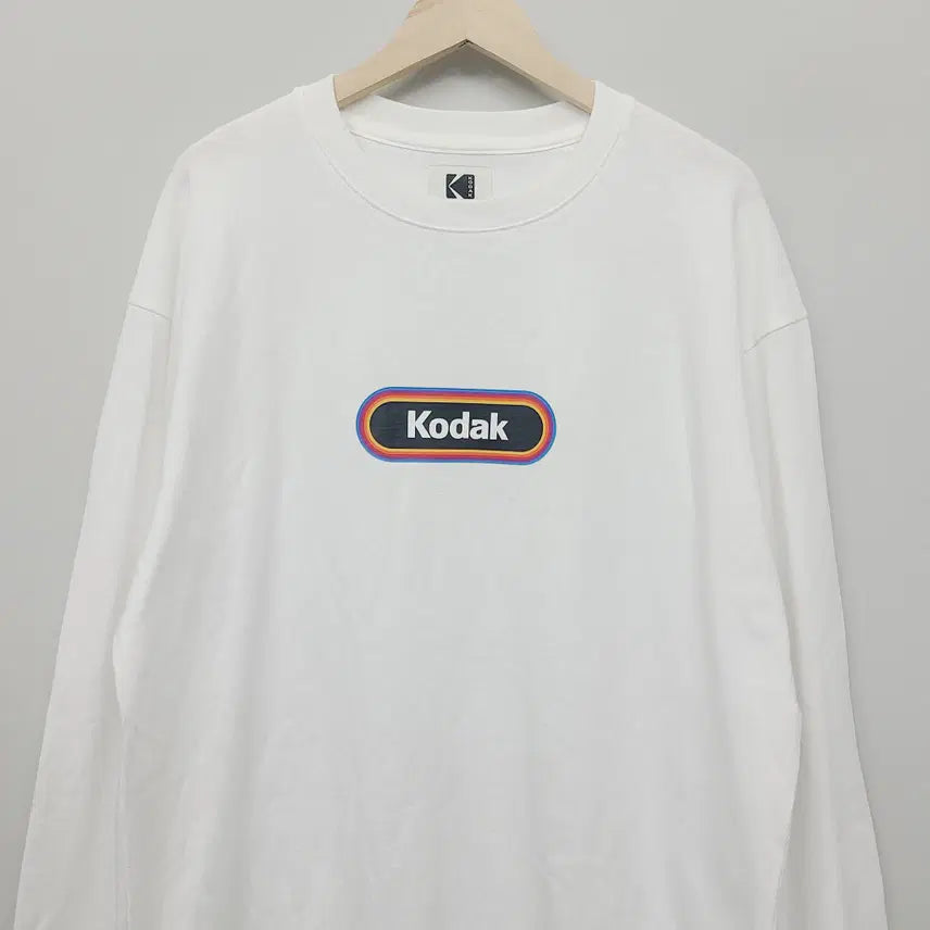 [BUNJANG] Kodak Rainbow Long Sleeve T-Shirt White XL / 코닥 정품 레인보우 긴팔 티셔츠 화이트 105(XL) 오버핏