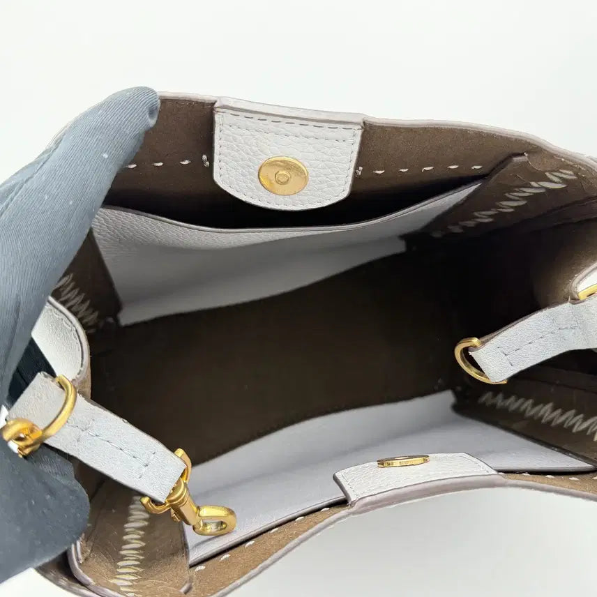 [BUNJANG] Tory Burch McGraw Mesh Patch Leather Bucket Tote Bag / 토리버치 맥그로우 메쉬패치 가죽 버킷백 토트백