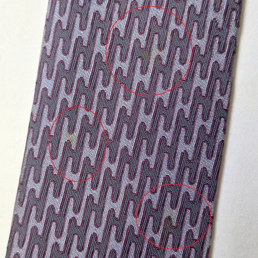 [BUNJANG] Hermes Lavender Burgundy Wave Silk Tie / 에르메스 라벤더 버건디 웨이브 넥타이