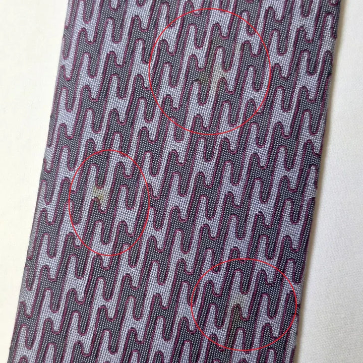 [BUNJANG] Hermes Lavender Burgundy Wave Silk Tie / 에르메스 라벤더 버건디 웨이브 넥타이