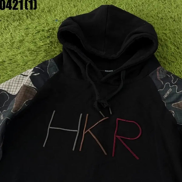 [BUNJANG] HKR Hikaru Camouflage Pattern Hooded T-shirt XL / HKR 히카루 보드복 블랙 카모플라쥬 후드티 XL