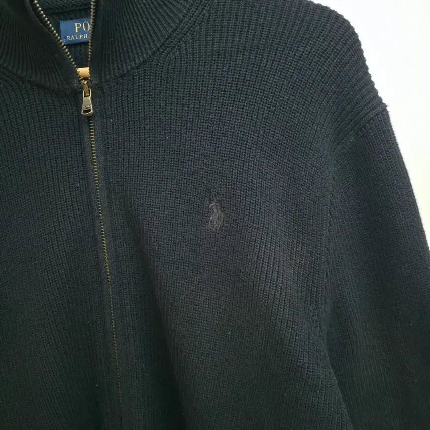 [BUNJANG] Polo Ralph Lauren Black Knit Zip-Up Cardigan / [M] 폴로 랄프로렌 블랙 니트 집업 가디건