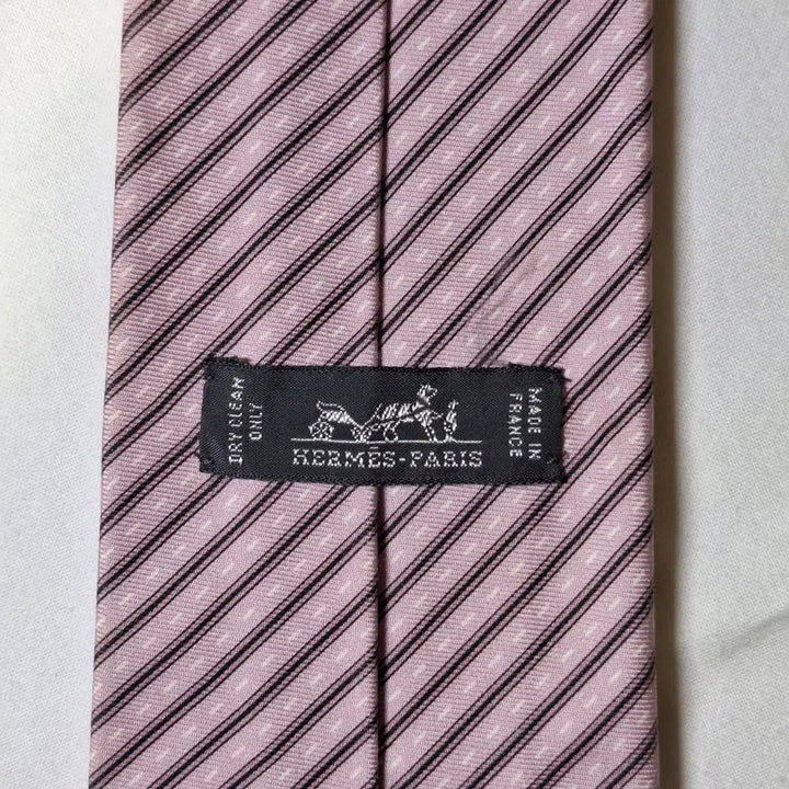[SOLD OUT] 에르메스 라이트핑크 사선도트 실크 넥타이
