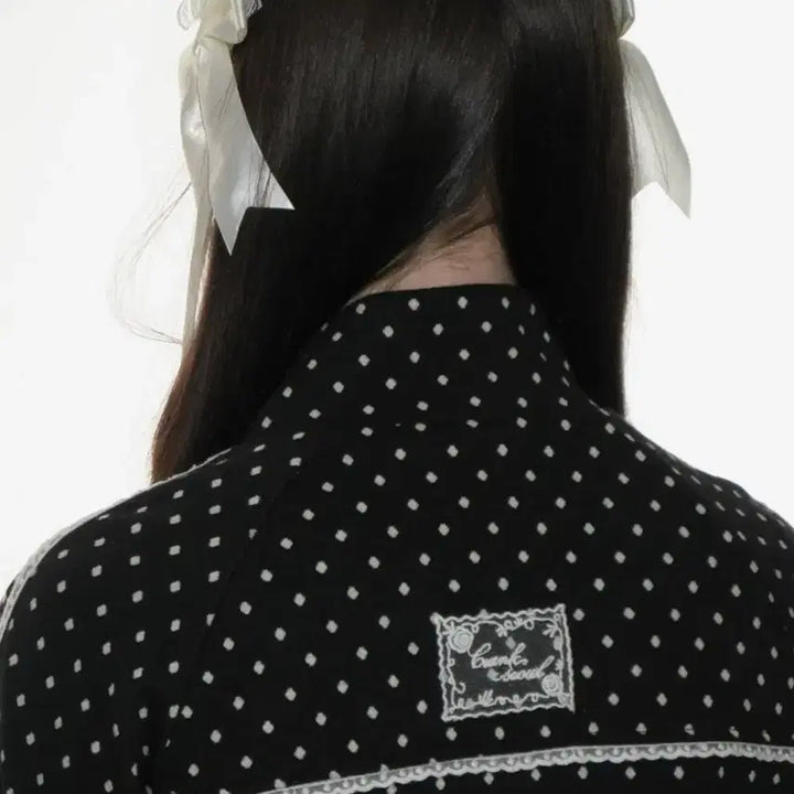[BUNJANG] Crank Rose Dot Track Jacket Black / 크랭크 로즈 도트 트랙 자켓 블랙