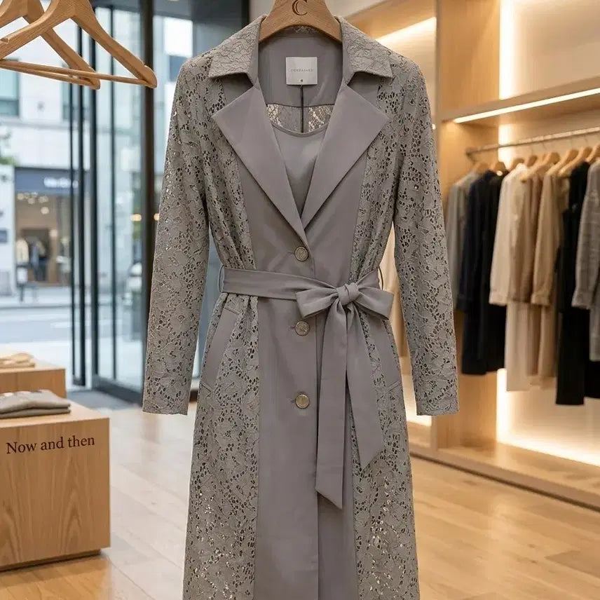 [BUNJANG] Compagna Lace Gray Jacket / [새상품]꼼빠니아 레이스 그레이 자켓