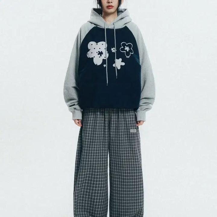 [BUNJANG] Benhit Checkered Curved Wide Pants / 벤힛 체크 커브드 와이드팬츠