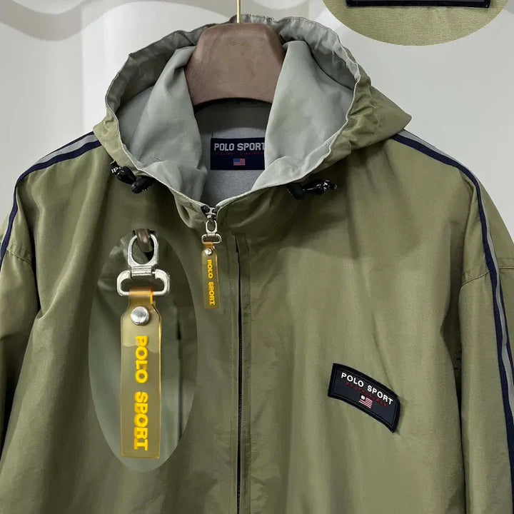 [BUNJANG] Polo Sport USA Spellout Back Logo Olive Windbreaker Jacket / 폴로 스포츠 USA 스펠아웃 백로고 올리브 윈드브레이커 자켓