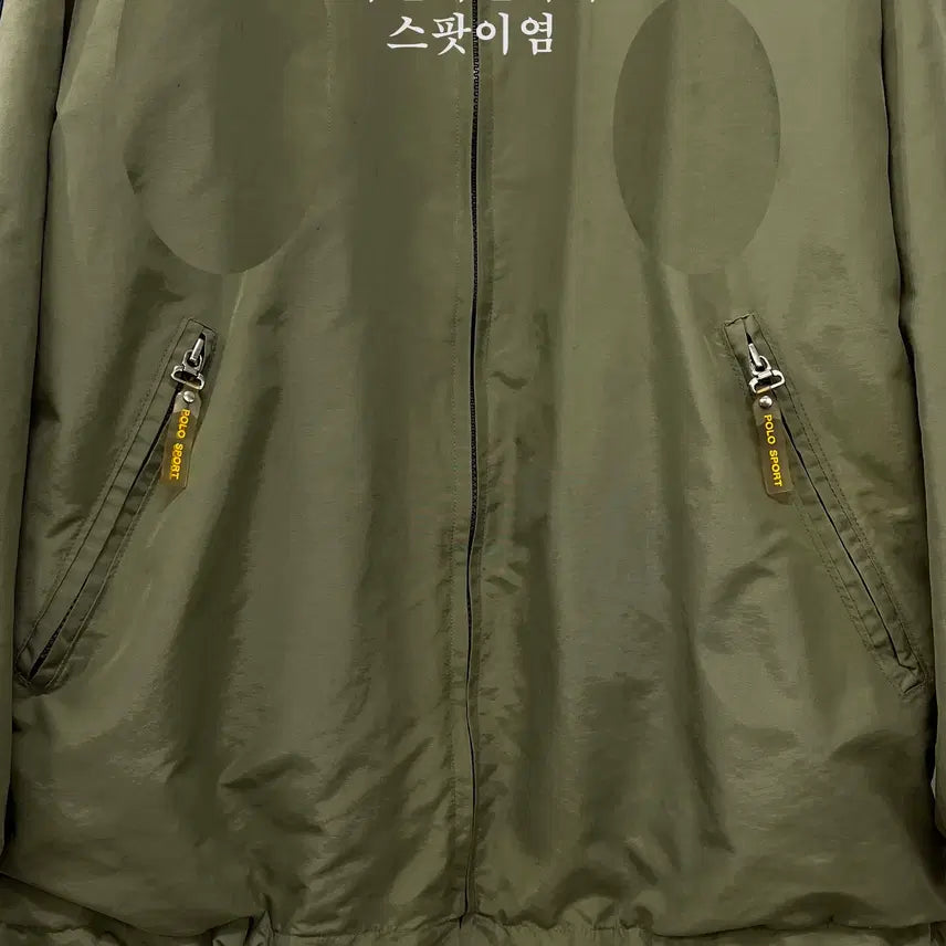 [BUNJANG] Polo Sport USA Spellout Back Logo Olive Windbreaker Jacket / 폴로 스포츠 USA 스펠아웃 백로고 올리브 윈드브레이커 자켓