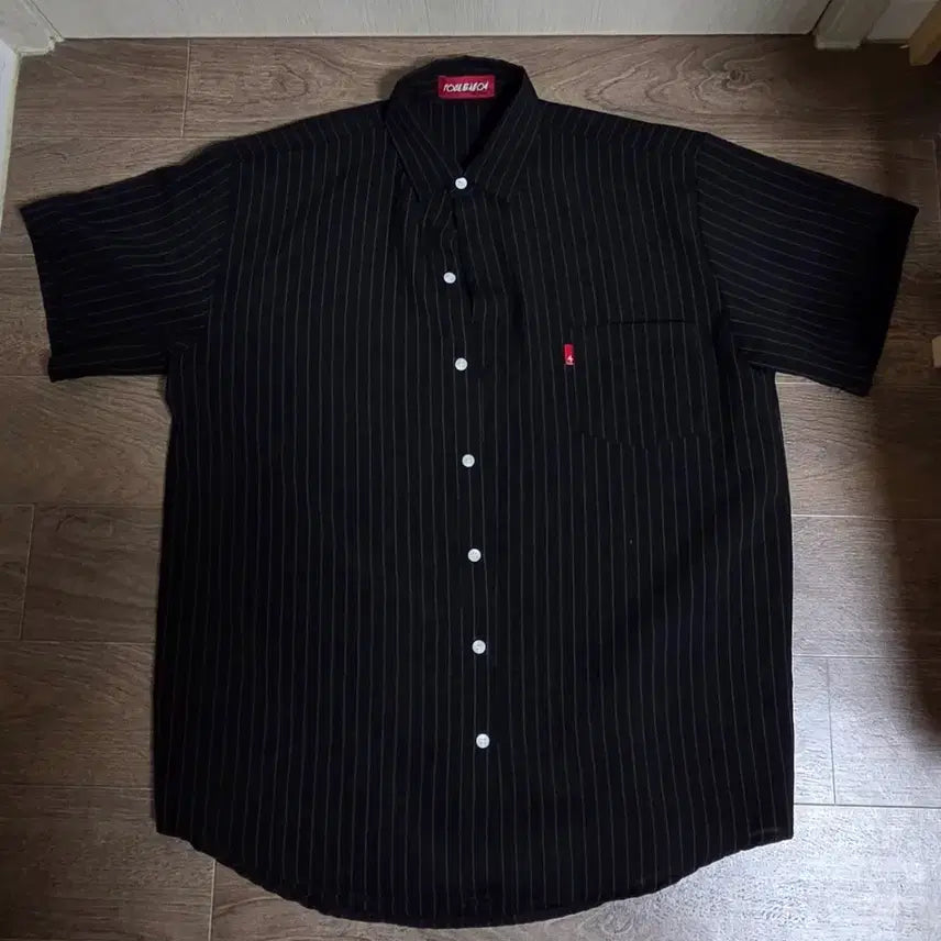 [BUNJANG] Striped Short-Sleeve Shirt / 스트라이프 반팔 셔츠