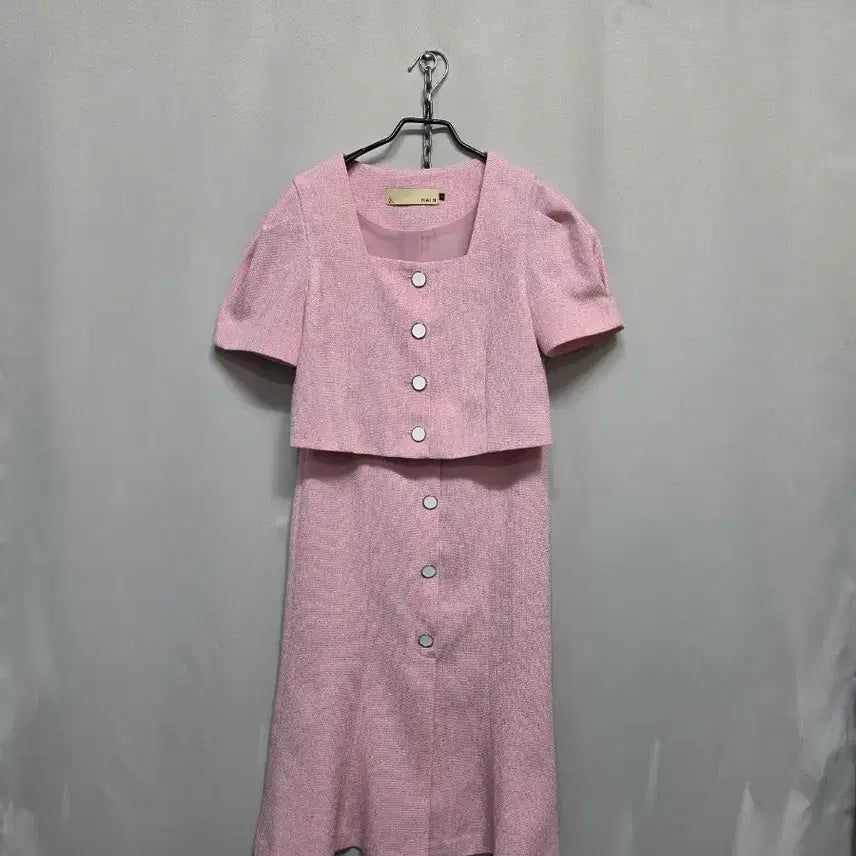 [BUNJANG] NAIN Pink Tweed Two-Piece Set / NAIN 핑크 트위드 반팔 투피스