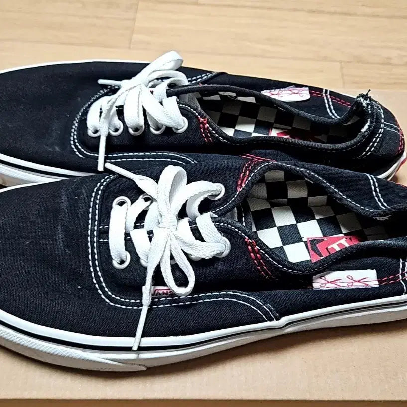 [BUNJANG] Vans Black Canvas Checkered Sneakers / 반스 블랙 캔버스 스니커즈 체커보드