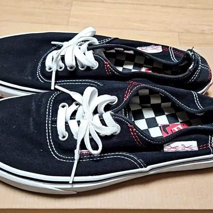 [BUNJANG] Vans Black Canvas Checkered Sneakers / 반스 블랙 캔버스 스니커즈 체커보드