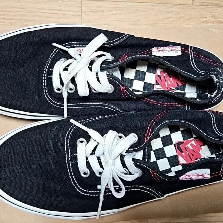 [BUNJANG] Vans Black Canvas Checkered Sneakers / 반스 블랙 캔버스 스니커즈 체커보드