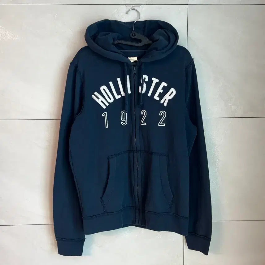 [BUNJANG] Hollister Spell Logo Navy Hoodie Zip-up [M] / 홀리스터 스펠로고 네이비 후드집업 [M]