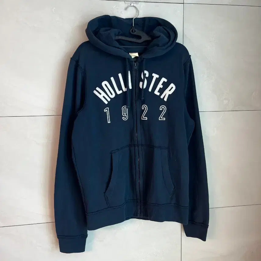 [BUNJANG] Hollister Spell Logo Navy Hoodie Zip-up [M] / 홀리스터 스펠로고 네이비 후드집업 [M]