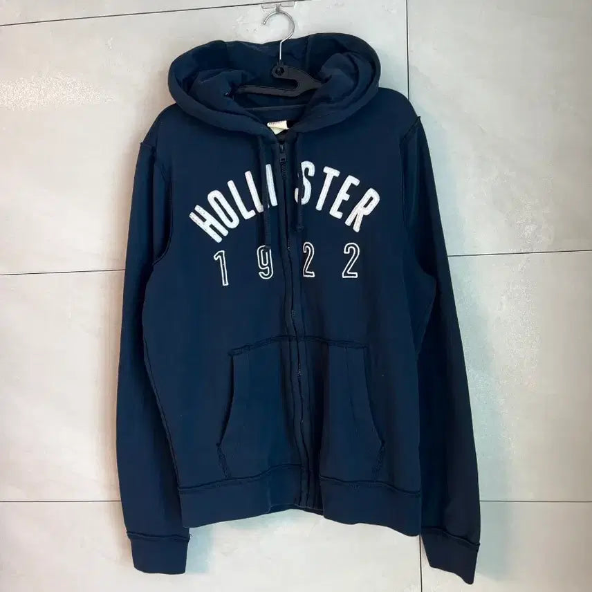 [BUNJANG] Hollister Spell Logo Navy Hoodie Zip-up [M] / 홀리스터 스펠로고 네이비 후드집업 [M]