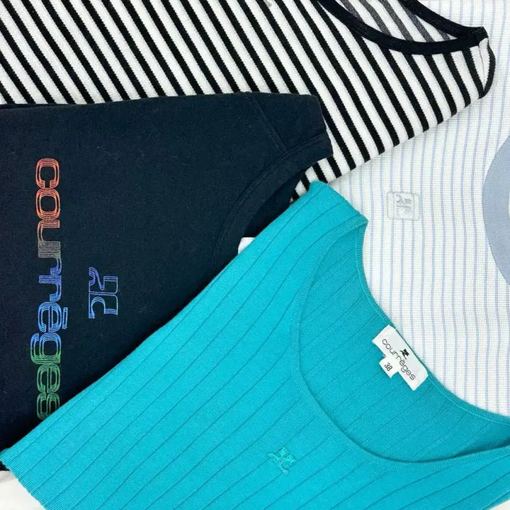 [SOLD OUT] courreges / 꾸레쥬 터키 코튼 반팔 니트 탑