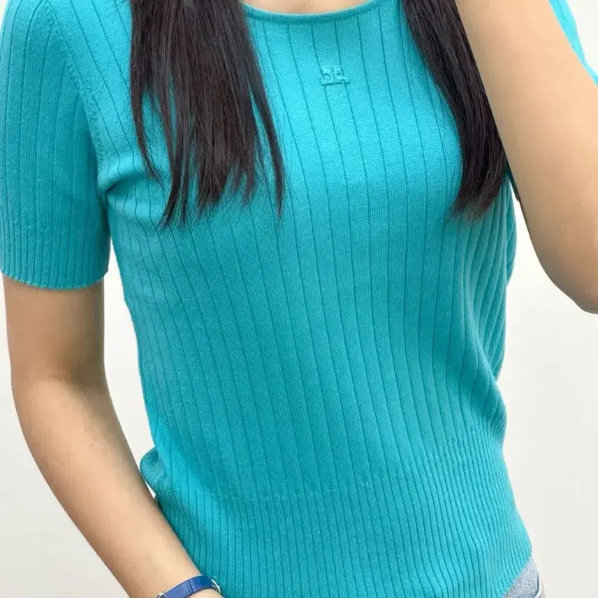 [SOLD OUT] courreges / 꾸레쥬 터키 코튼 반팔 니트 탑