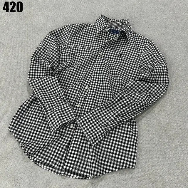 [BUNJANG] Polo Ralph Lauren Black White Gingham Check Shirt / 폴로 랄프로렌 블랙 화이트 깅엄체크 셔츠
