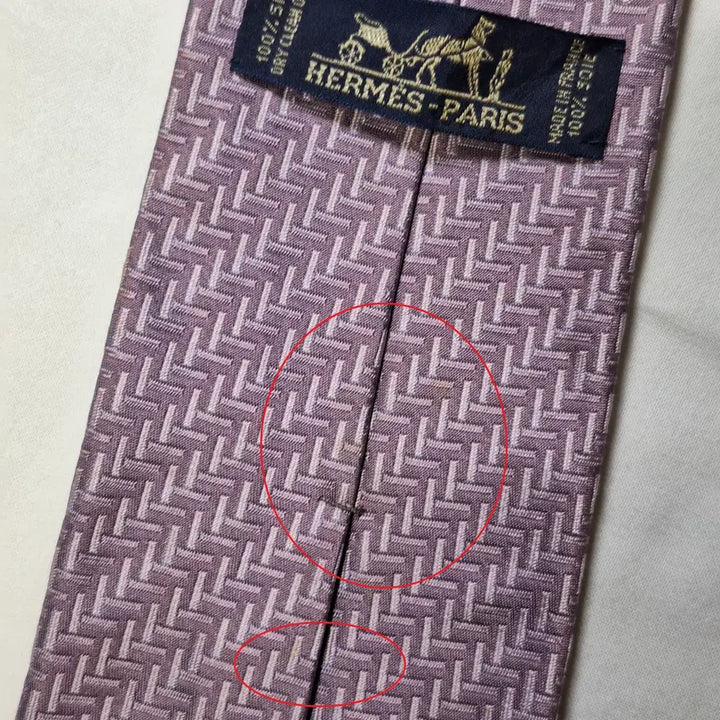 [BUNJANG] Hermès Lilac Geometric Silk Necktie / 에르메스 라일락 기하패턴 실크 넥타이