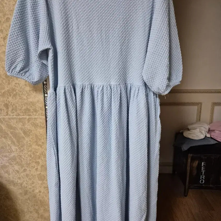 [BUNJANG] Sky Blue Puff Sleeve Dress / 하늘색 퍼프 소매 원피스 77-88사이즈