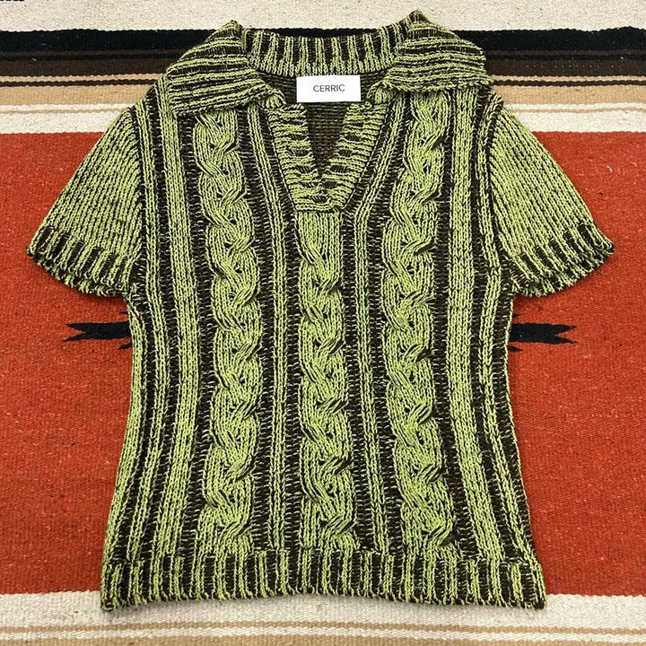 [BUNJANG] Seric Short Sleeve Knit Top / 세릭 반팔 카라니트