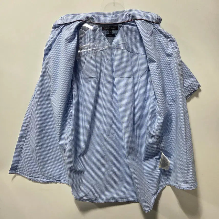 [SOLD OUT] 타미힐피거 라이트블루 체크 반팔 셔츠 M 26042114