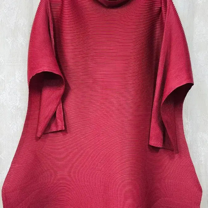 [BUNJANG] Pleats Burgundy 7/9 Sleeve Top / 플리츠  붉은색 7부 티셔츠