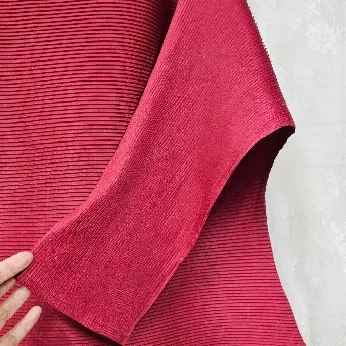 [BUNJANG] Pleats Burgundy 7/9 Sleeve Top / 플리츠  붉은색 7부 티셔츠