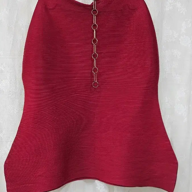 [BUNJANG] Pleats Burgundy 7/9 Sleeve Top / 플리츠  붉은색 7부 티셔츠