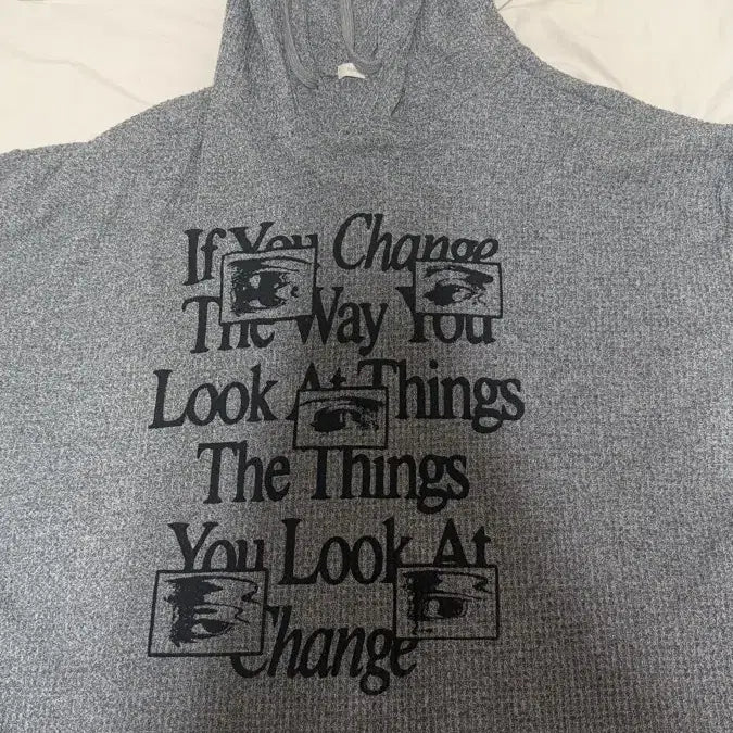 [BUNJANG] Gray Lettering Knit Hoodie / 회색 레터링 니트후드티