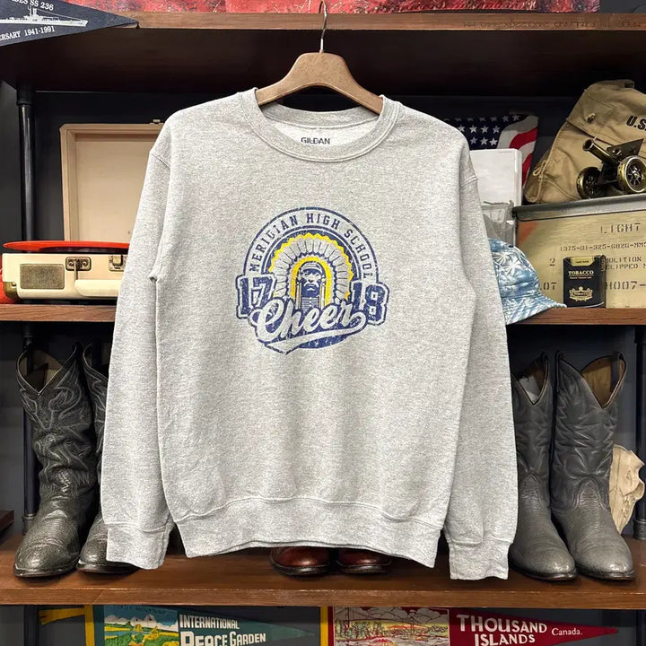 [BUNJANG] Gildan Meridian High School Cheers Sweatshirt / 길단 메리디안 하이스쿨 치어스 프린팅 스웻셔츠 N1237