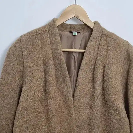 [BUNJANG] ADDENDA Wool 90% Brown No-Collar Single Coat [L] / ADDENDA 울 90% 브라운 노카라 싱글 코트 [L] 울 오버핏 여성