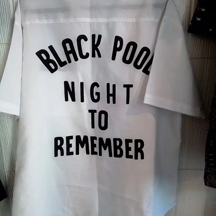 [BUNJANG] R.Lee Crew Black Print Short Sleeve Shirt / R.Lee Crew 흰색 반팔 남방 블랙풀 프린팅