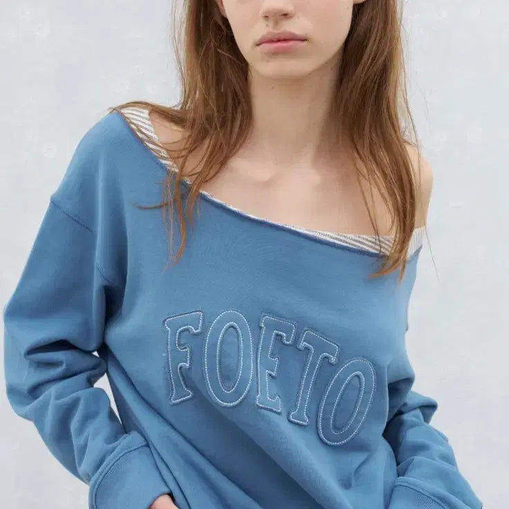 [BUNJANG] Poeto Vintage Cut Off Sweatshirt / 포에토 빈티지 컷 오프 스웻셔츠 블루