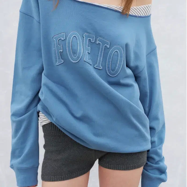 [BUNJANG] Poeto Vintage Cut Off Sweatshirt / 포에토 빈티지 컷 오프 스웻셔츠 블루