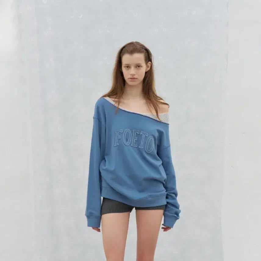 [BUNJANG] Poeto Vintage Cut Off Sweatshirt / 포에토 빈티지 컷 오프 스웻셔츠 블루