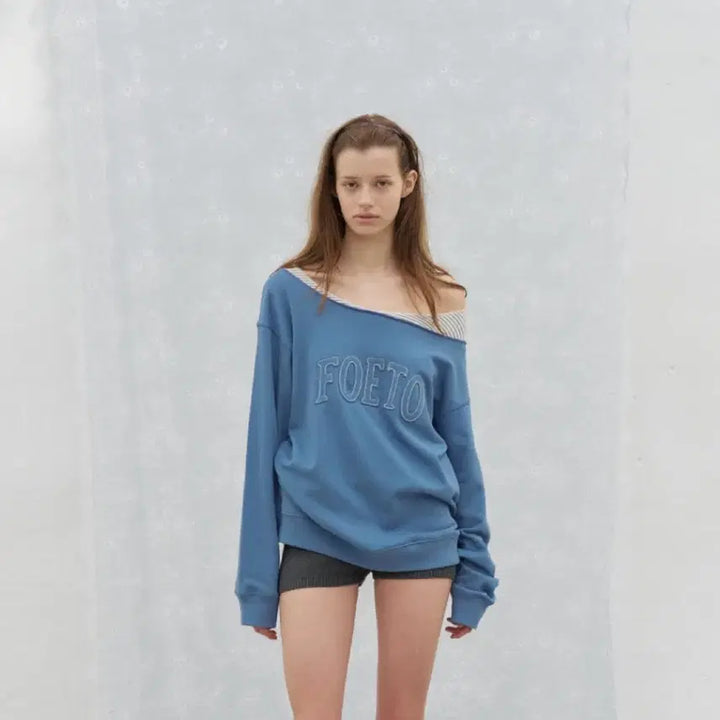 [BUNJANG] Poeto Vintage Cut Off Sweatshirt / 포에토 빈티지 컷 오프 스웻셔츠 블루