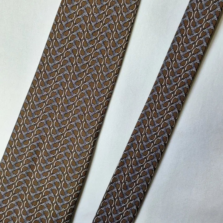 [BUNJANG] Hermes Horsebit Link Silk Tie / 에르메스 브라운 호스빗 링크 실크 넥타이