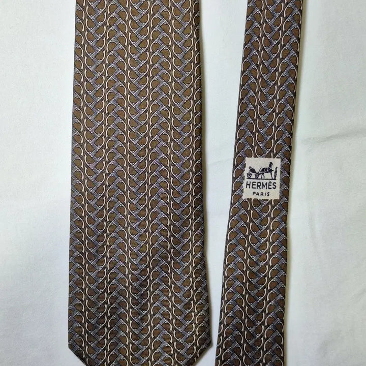 [BUNJANG] Hermes Horsebit Link Silk Tie / 에르메스 브라운 호스빗 링크 실크 넥타이