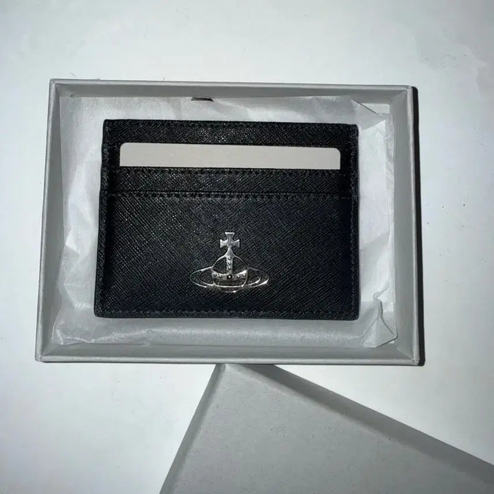 [BUNJANG] Vivienne Westwood Saffiano Leather Flat Card Wallet / 비비안웨스트우드 블랙 카드지갑 사피아노 레더 플랫 카드지갑